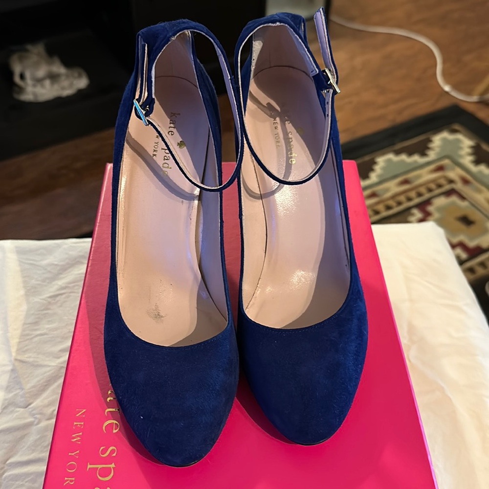 Kate Spade Cobalt Napa suede heels